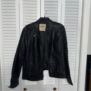 Hollister Black Leather Motorcycle Jacket